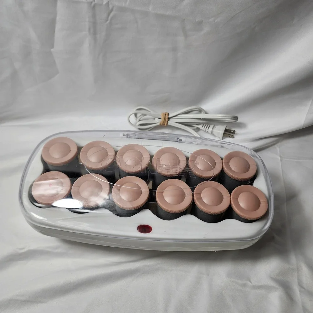 Conair Instant Heat 12 Jumbo Flocked Hair Setter Hot Rollers White CHV12XN